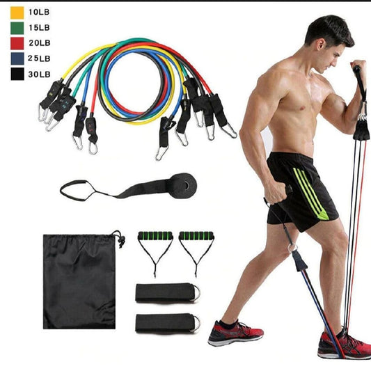 11-Piece Power Resistance Band Set for Strength Training, Yoga & Home Gym Fitness | Heavy-Duty Exercise Bands for Men & Women
