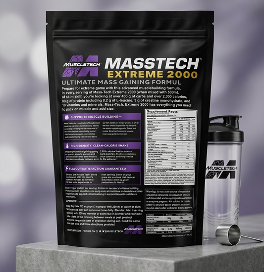 Muscletech Mass Tech Extreme 2000 Mass Gainer Powder 2.03lbs – High Protein Weight Gainer for Muscle Growth & Weight Gain
