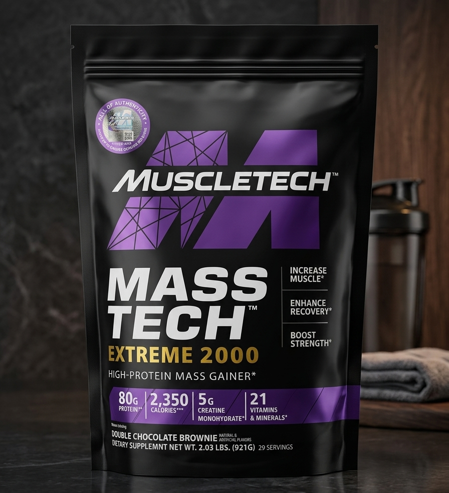 Muscletech Mass Tech Extreme 2000 Mass Gainer Powder 2.03lbs – High Protein Weight Gainer for Muscle Growth & Weight Gain
