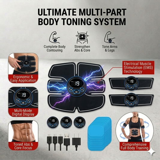 EMS Muscle Toner Belt – Wireless Electric Ab Stimulator & Fitness Gear for Targeted Muscle Toning (Abs, Arms, Legs