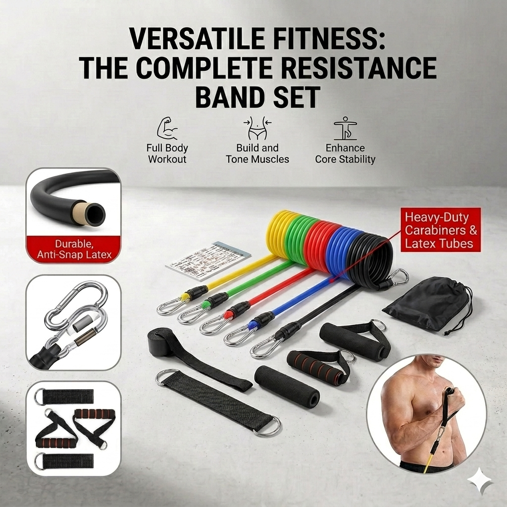 11-Piece Resistance Band Set | Home Gym Workout Bands